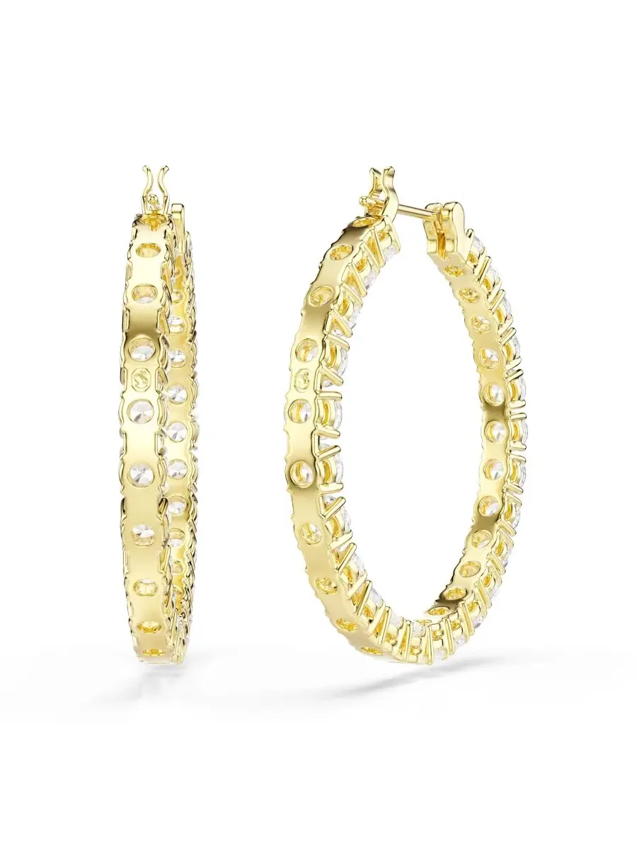 Серьги-кольца Matrix с золотым покрытием Swarovski — изображение 4 из 5, оттенок золото