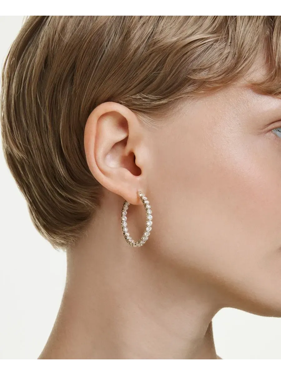 Серьги-кольца Matrix с золотым покрытием Swarovski — изображение 5 из 5, оттенок золото