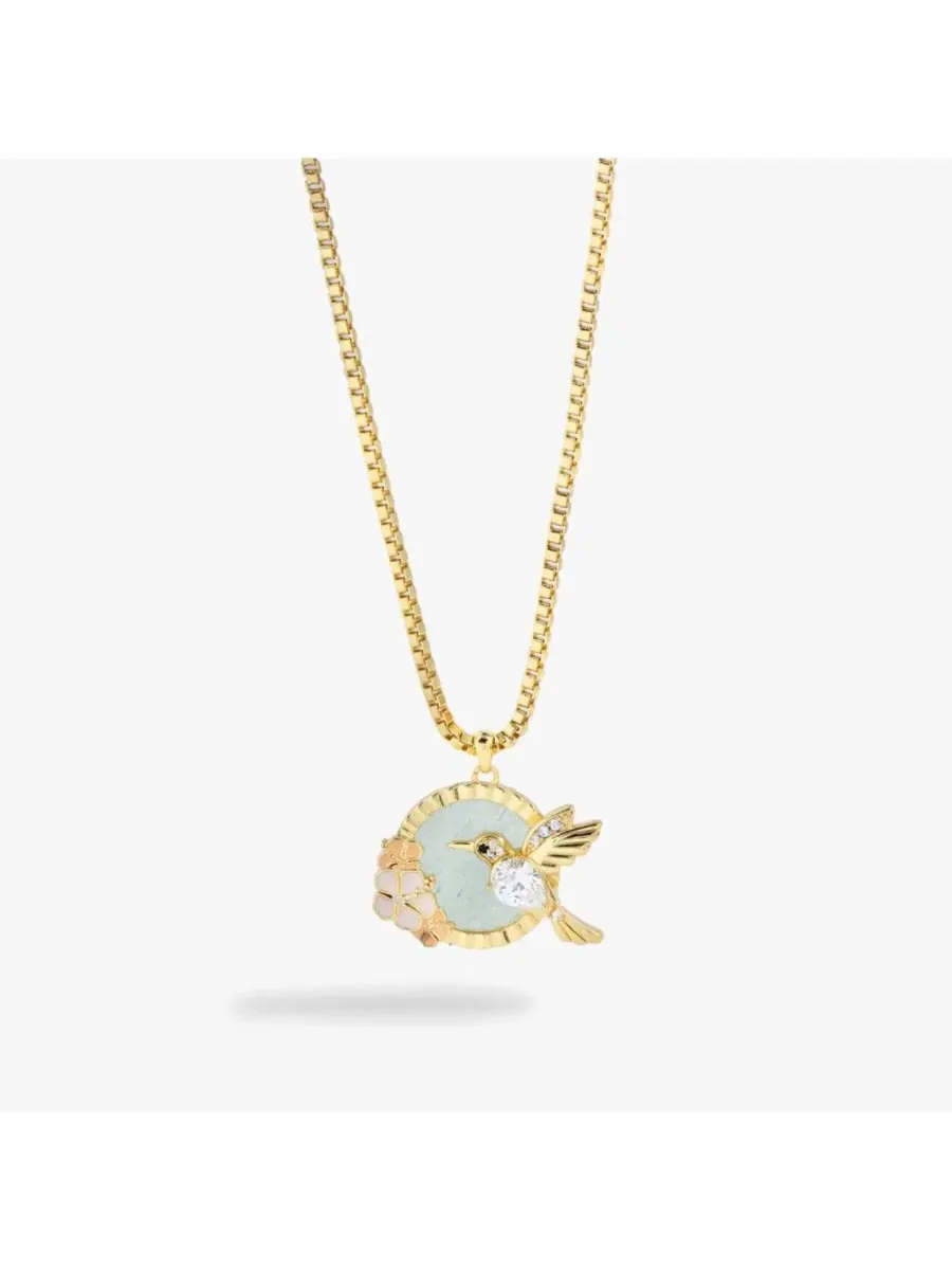 Кулон в виде колибри с драгоценным камнем на цепочке Alex And Ani