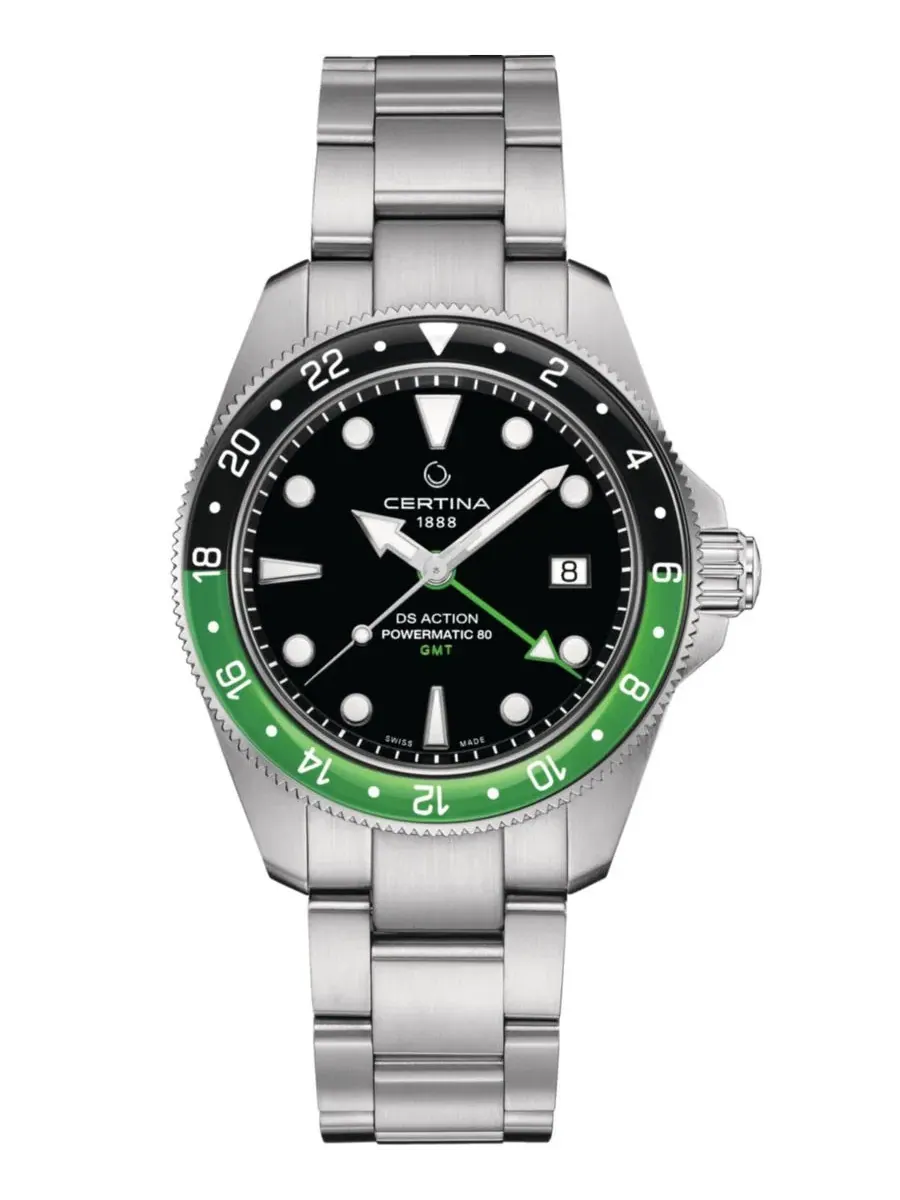 Мужские швейцарские автоматические часы DS Action GMT Powermatic 80 с браслетом из нержавеющей — изображение 1 из 5