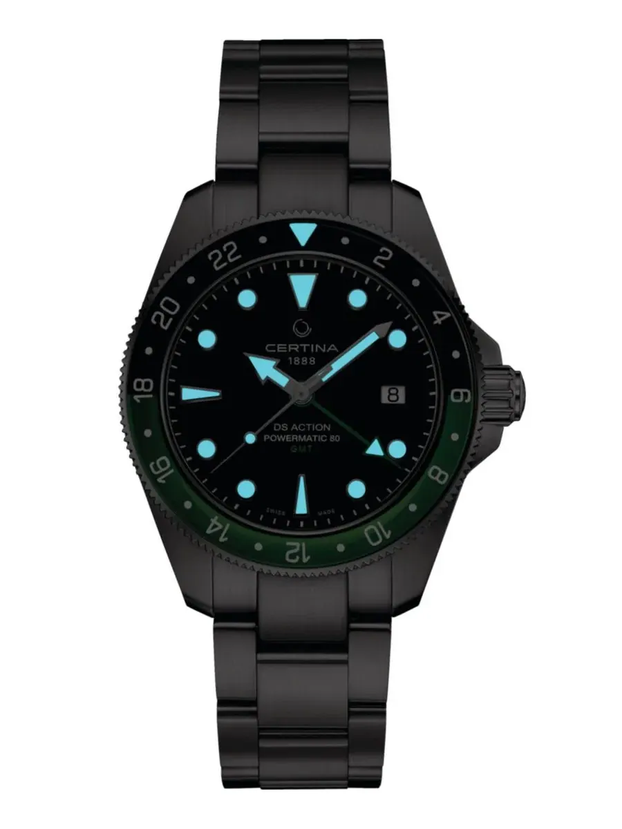 Мужские швейцарские автоматические часы DS Action GMT Powermatic 80 с браслетом из нержавеющей — изображение 5 из 5