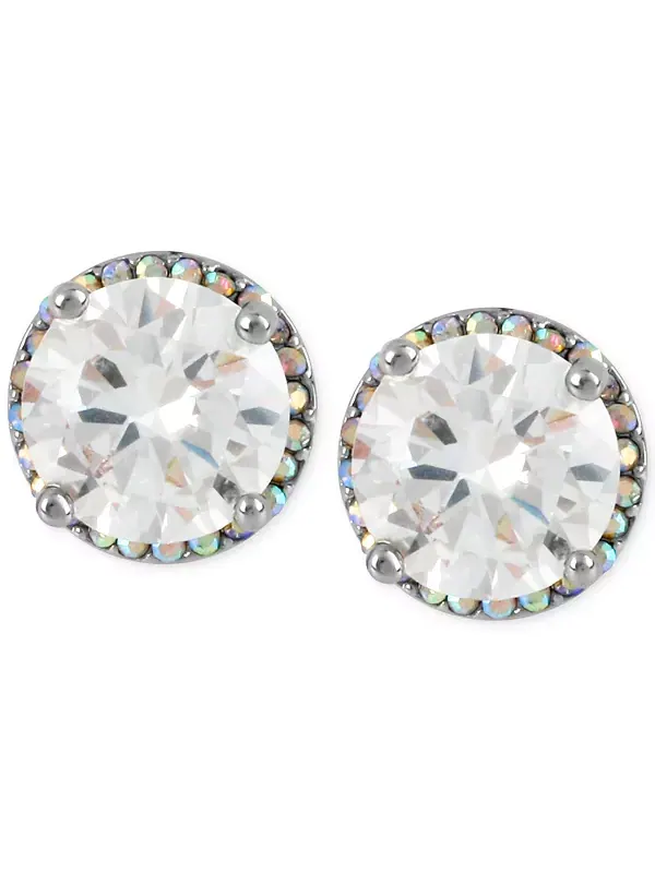 Круглые серьги-гвоздики с серебристыми кристаллами Betsey Johnson — изображение 1 из 2, оттенок серебряный