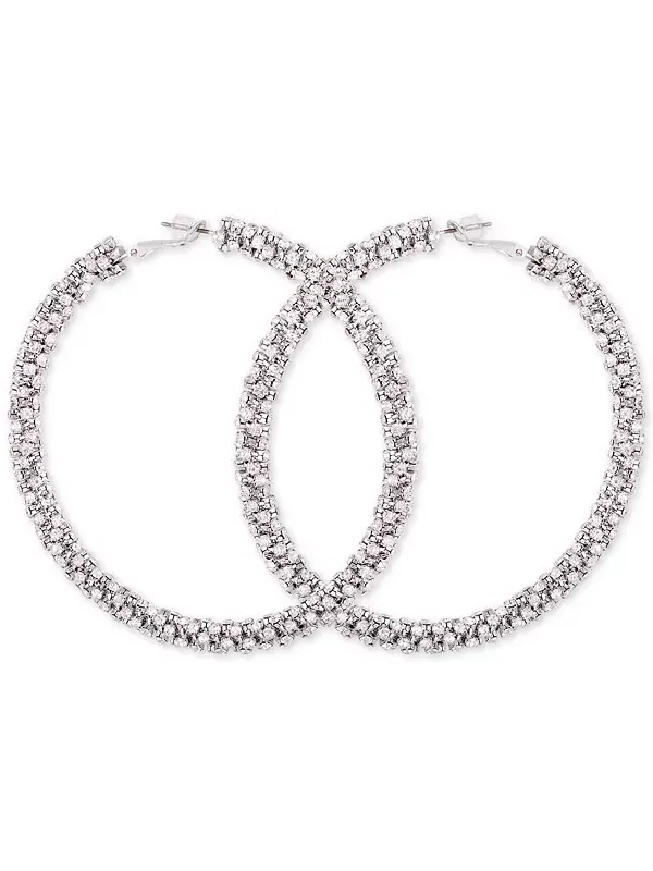 Большие серьги-кольца с кристальным паве Guess — изображение 1 из 2, оттенок серебряный