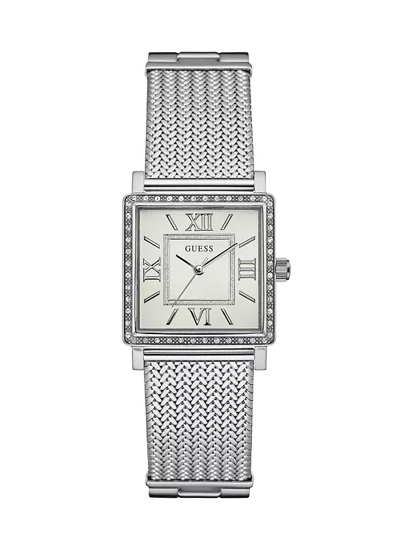 Женские аналоговые часы с серебристым сетчатым циферблатом, 28 мм Guess