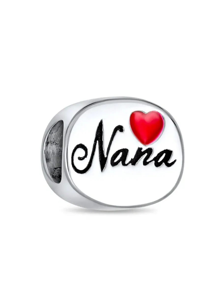 Бусина для браслета с сердцем I Love Nana Bling Jewelry — изображение 1 из 3, оттенок серебряный