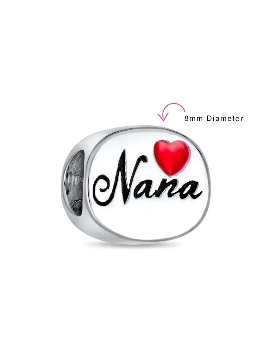 Бусина для браслета с сердцем I Love Nana Bling Jewelry — изображение 3 из 3, оттенок серебряный