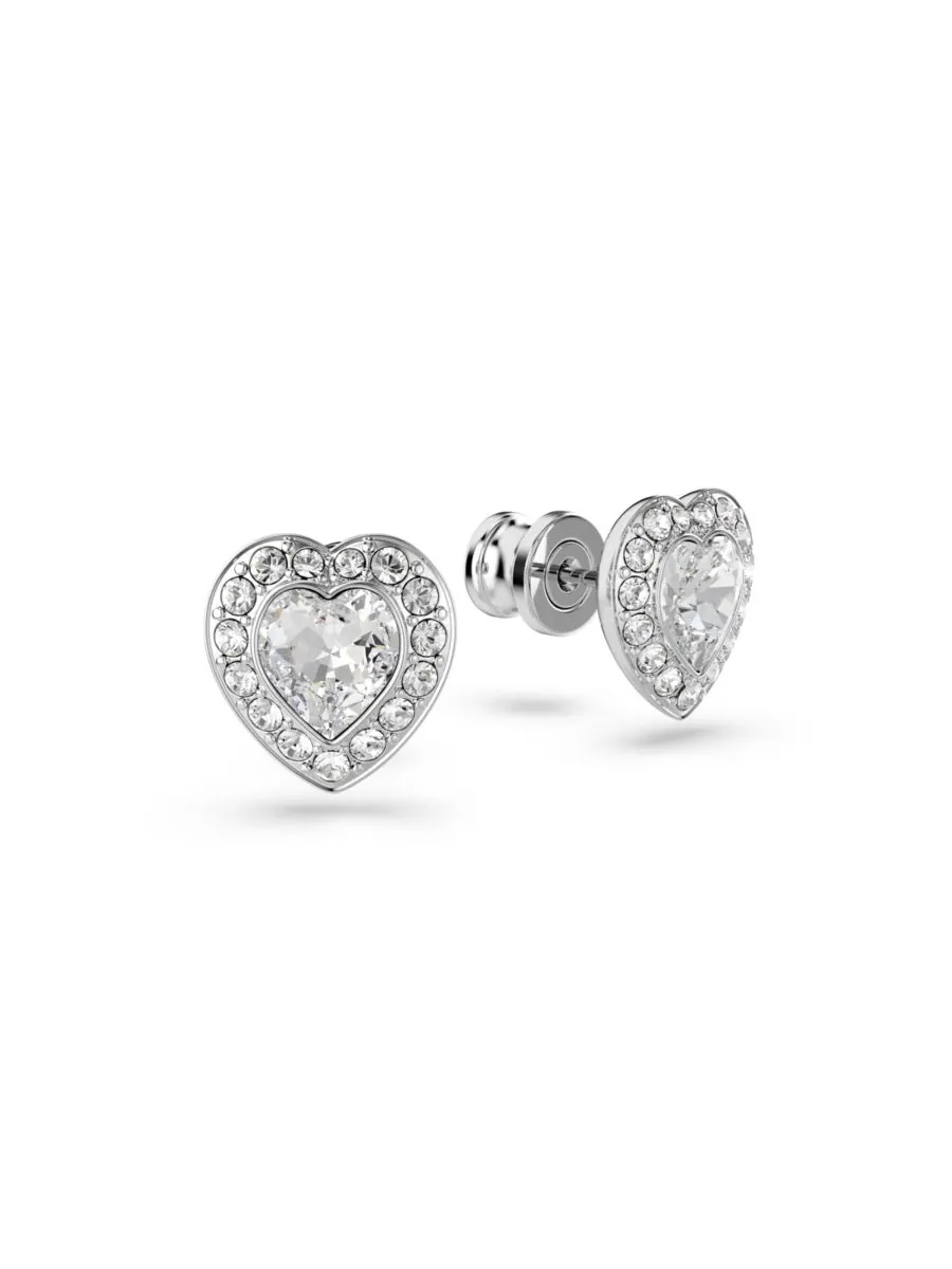 Серьги-гвоздики Ariana Grande x Swarovski в форме сердца с родиевым покрытием и смешанной огранкой — изображение 4 из 10