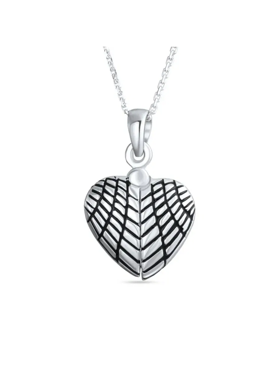 Кулон-медальон в виде ангельского крыла и сердца MY Angel Word, серебро 925 пробы Bling Jewelry — изображение 3 из 3