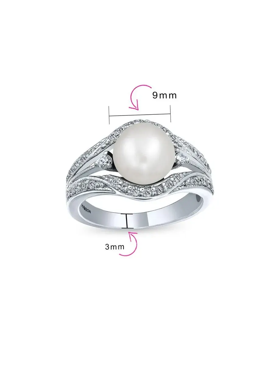 Кольцо с белой пресноводной жемчужиной из серебра 925 пробы Bling Jewelry — изображение 5 из 5, оттенок серебристый