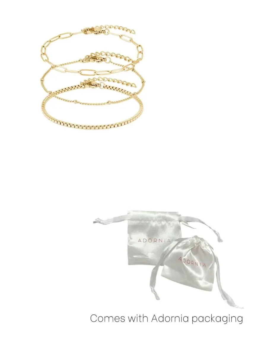 Комплект из 3 браслетов с позолотой, модель 3-Chain Bracelet Set ADORNIA — изображение 2 из 4