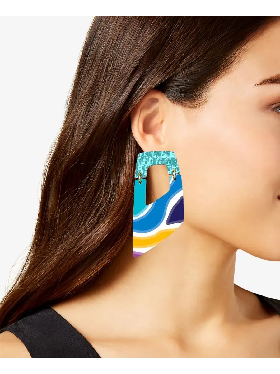 Серьги-геометрические с подвеской Rachel II Swanky Designs — изображение 3 из 3, оттенок мульти