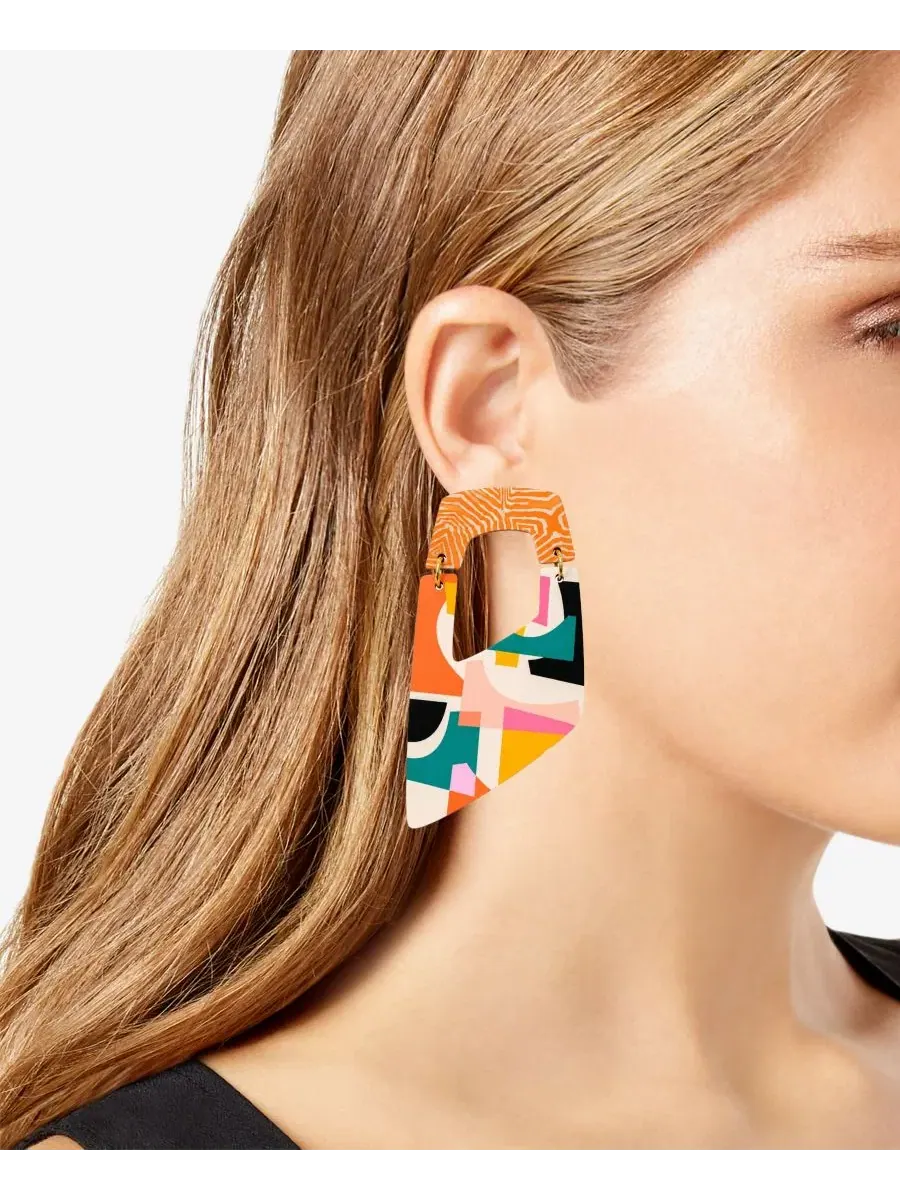 Серьги-подвески геометрические с дизайном Rachel II Swanky Designs — изображение 3 из 3, оттенок мульти/оранжевый