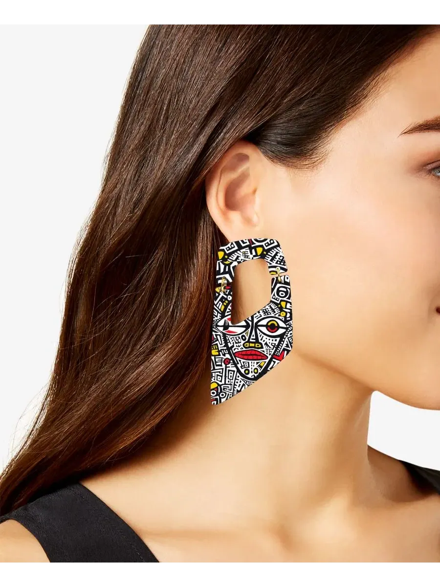 Серьги-геометрические подвески Rachel II с принтом Swanky Designs — изображение 3 из 3, оттенок белый