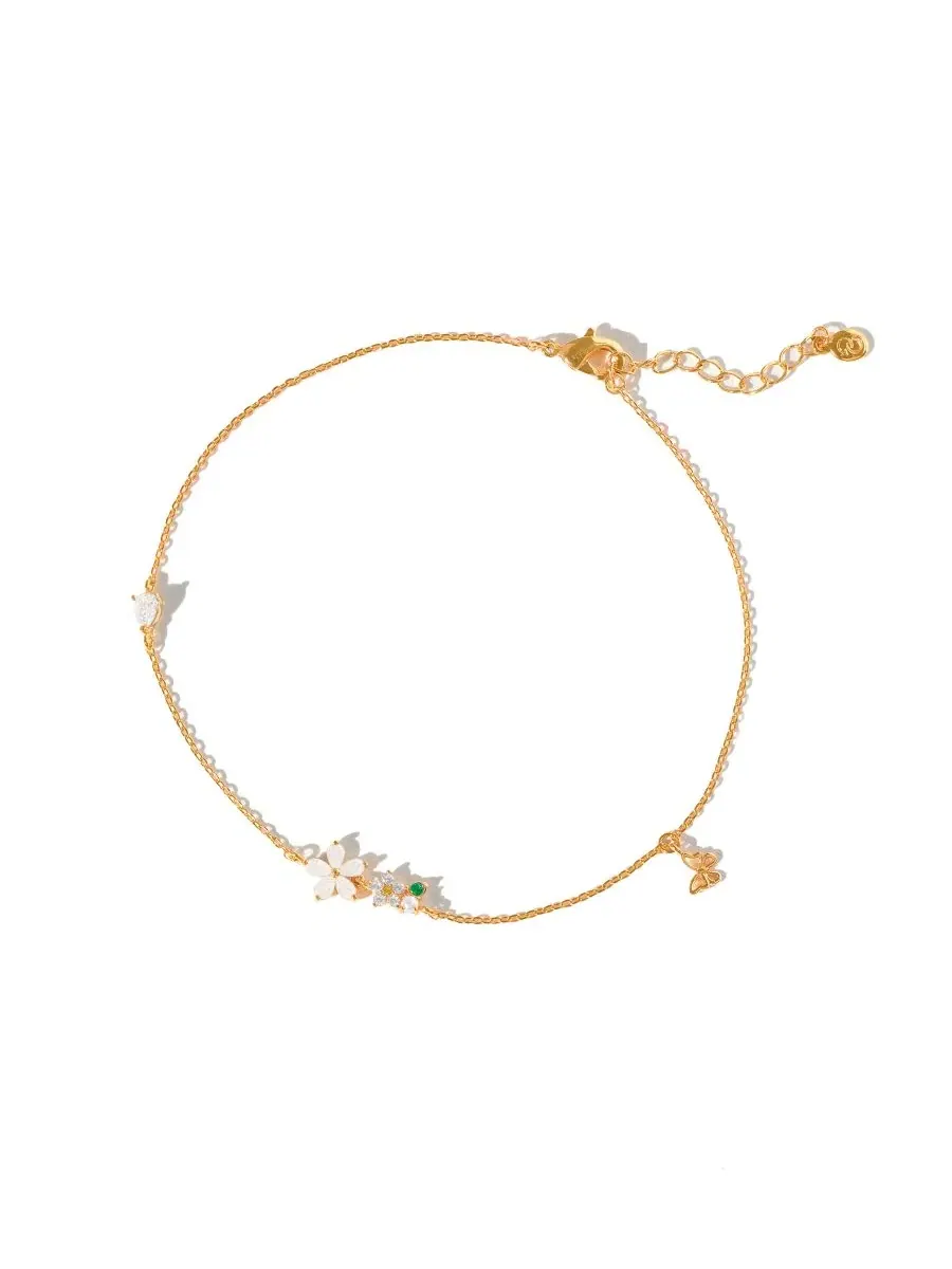 Браслет на щиколотку с подвеской-бабочкой Crystal Butterfly Meadow Anklet Girls Crew — изображение 1 из 3, оттенок золото
