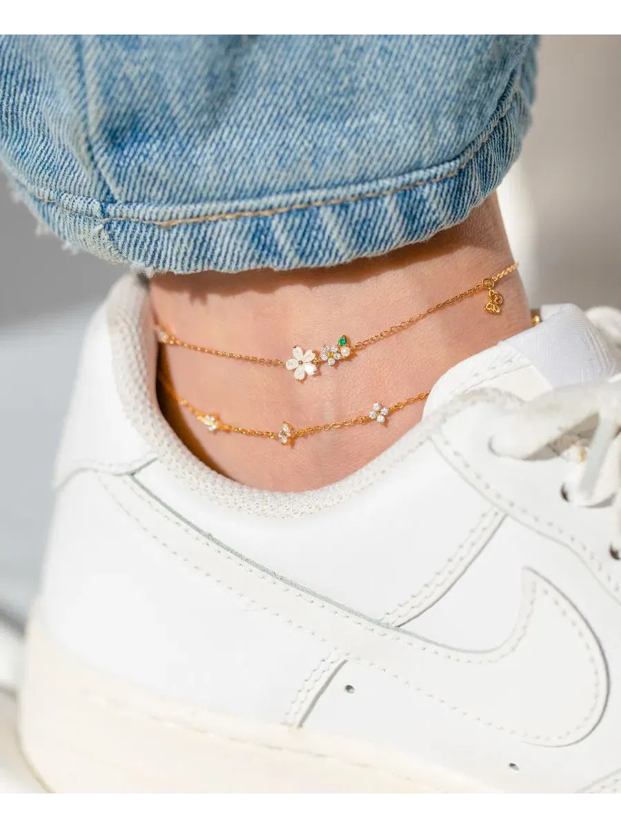 Браслет на щиколотку с подвеской-бабочкой Crystal Butterfly Meadow Anklet Girls Crew — изображение 3 из 3, оттенок золото