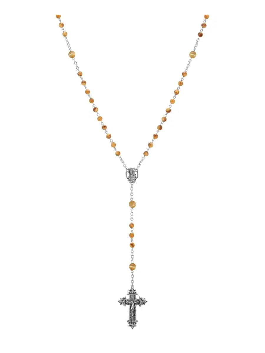 Четки в виде распятия серебристо-коричневого цвета с бусинами Symbols Of Faith
