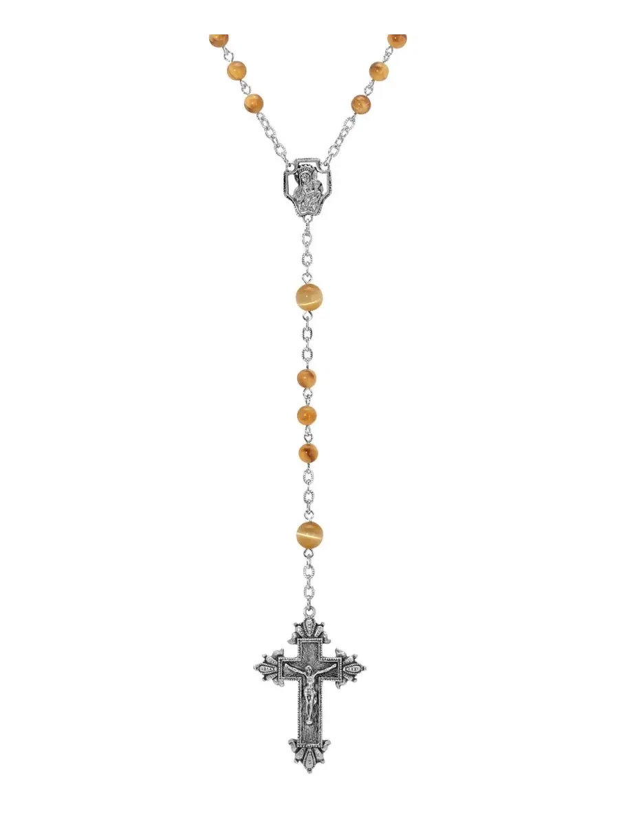 Четки в виде распятия серебристо-коричневого цвета с бусинами Symbols Of Faith — изображение 2 из 3, оттенок коричневый