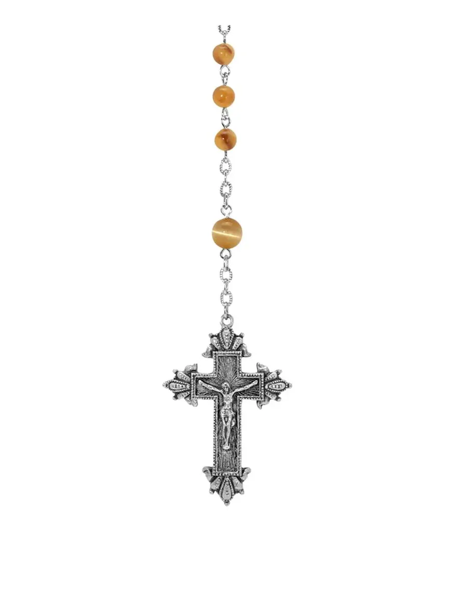 Четки в виде распятия серебристо-коричневого цвета с бусинами Symbols Of Faith — изображение 3 из 3, оттенок коричневый