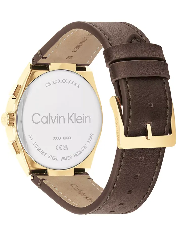 Мужские часы Distinguish с коричневым кожаным ремешком, 44 мм Calvin Klein — изображение 3 из 3