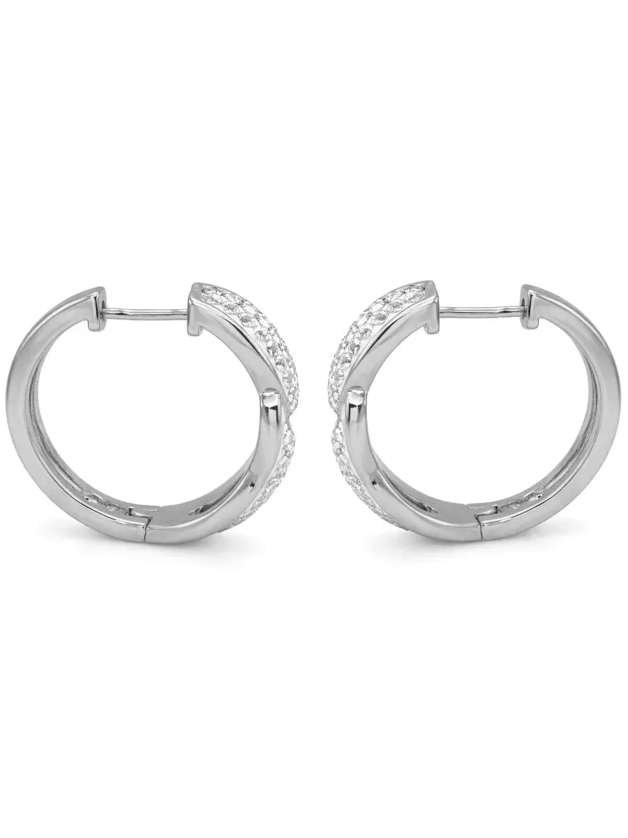 Серьги-кольца с кристаллами, модель Crystal Twisted Hinged Hoop And Now This — изображение 2 из 6, оттенок серебристый