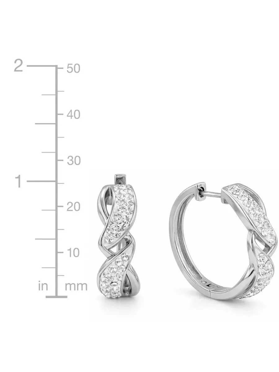 Серьги-кольца с кристаллами, модель Crystal Twisted Hinged Hoop And Now This — изображение 5 из 6, оттенок серебристый