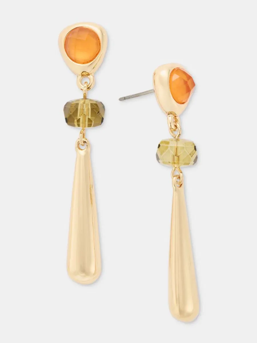 Серьги-подвески линейные с камнем Stone Pebble Anne Klein — изображение 1 из 4, оттенок мульти