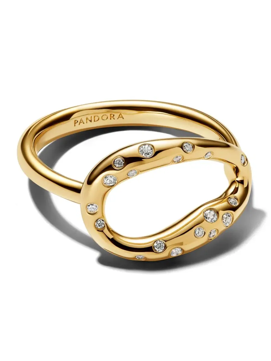 Кольцо с камнями, модель Stone-Set Statement Ring Pandora — изображение 2 из 3, оттенок золотистый