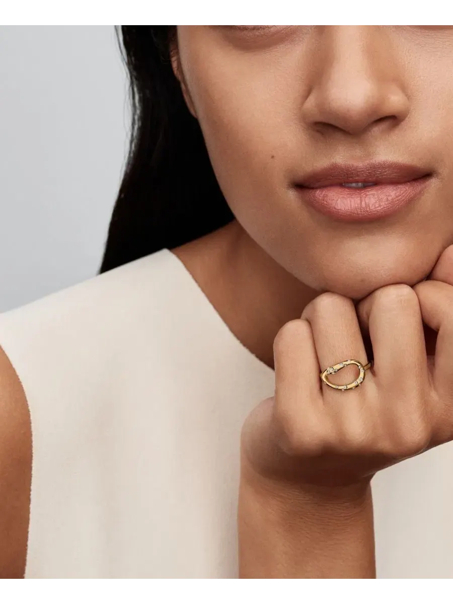 Кольцо с камнями, модель Stone-Set Statement Ring Pandora — изображение 3 из 3, оттенок золотистый