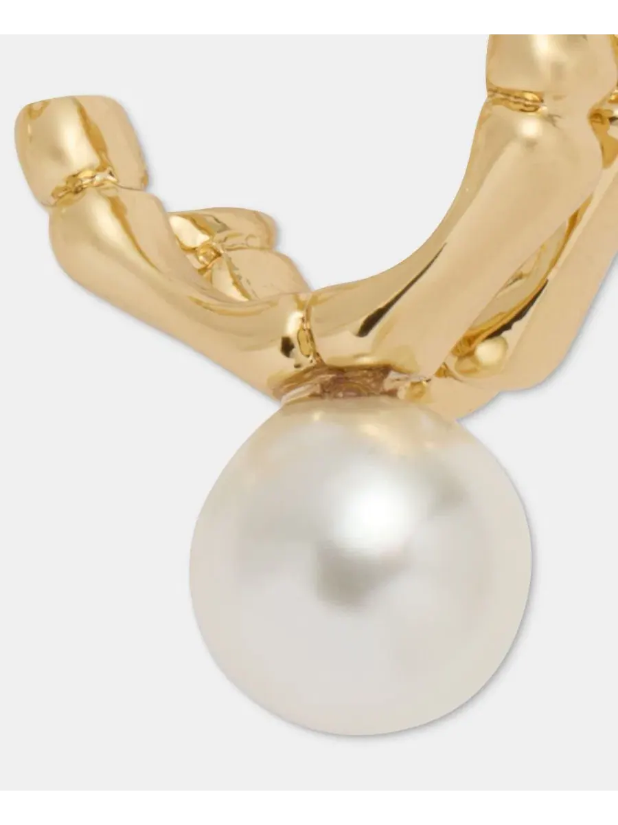 Серьги-пусеты с имитацией жемчуга, модель Bamboo Anne Klein — изображение 4 из 4, оттенок белый
