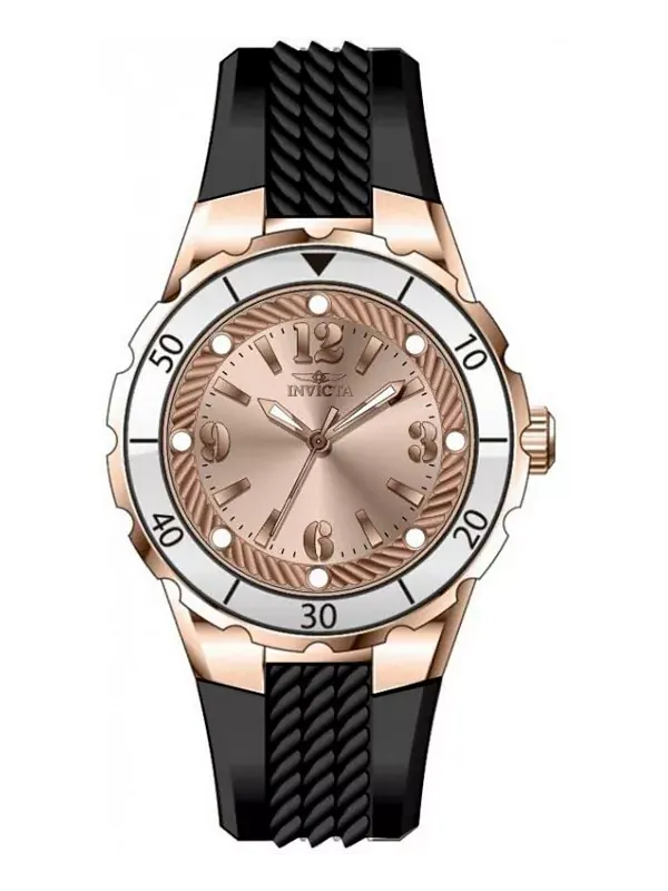Женские кварцевые часы Angel 48854 PC21 с циферблатом из розового золота Invicta — изображение 2 из 3, оттенок черный