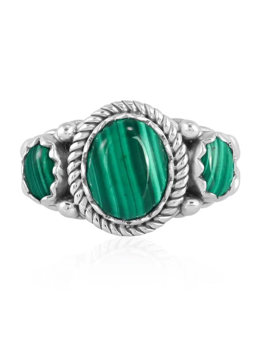 Кольцо из стерлингового серебра с малахитом American West Jewelry — зеленый