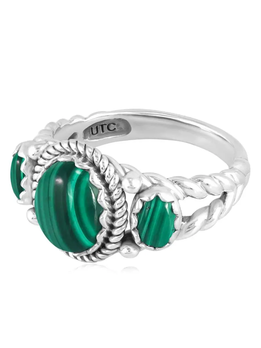 Кольцо из стерлингового серебра с малахитом American West Jewelry — изображение 3 из 7, оттенок зеленый