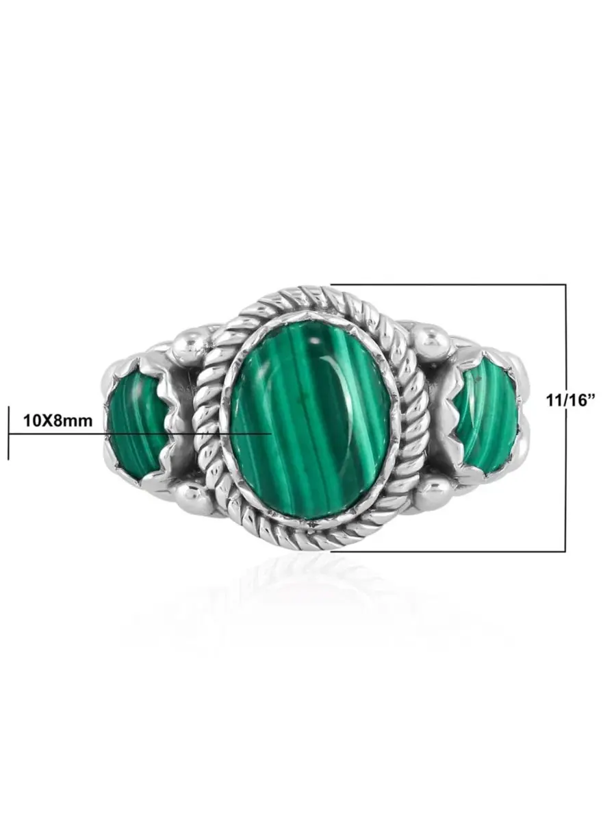 Кольцо из стерлингового серебра с малахитом American West Jewelry — изображение 5 из 7, оттенок зеленый