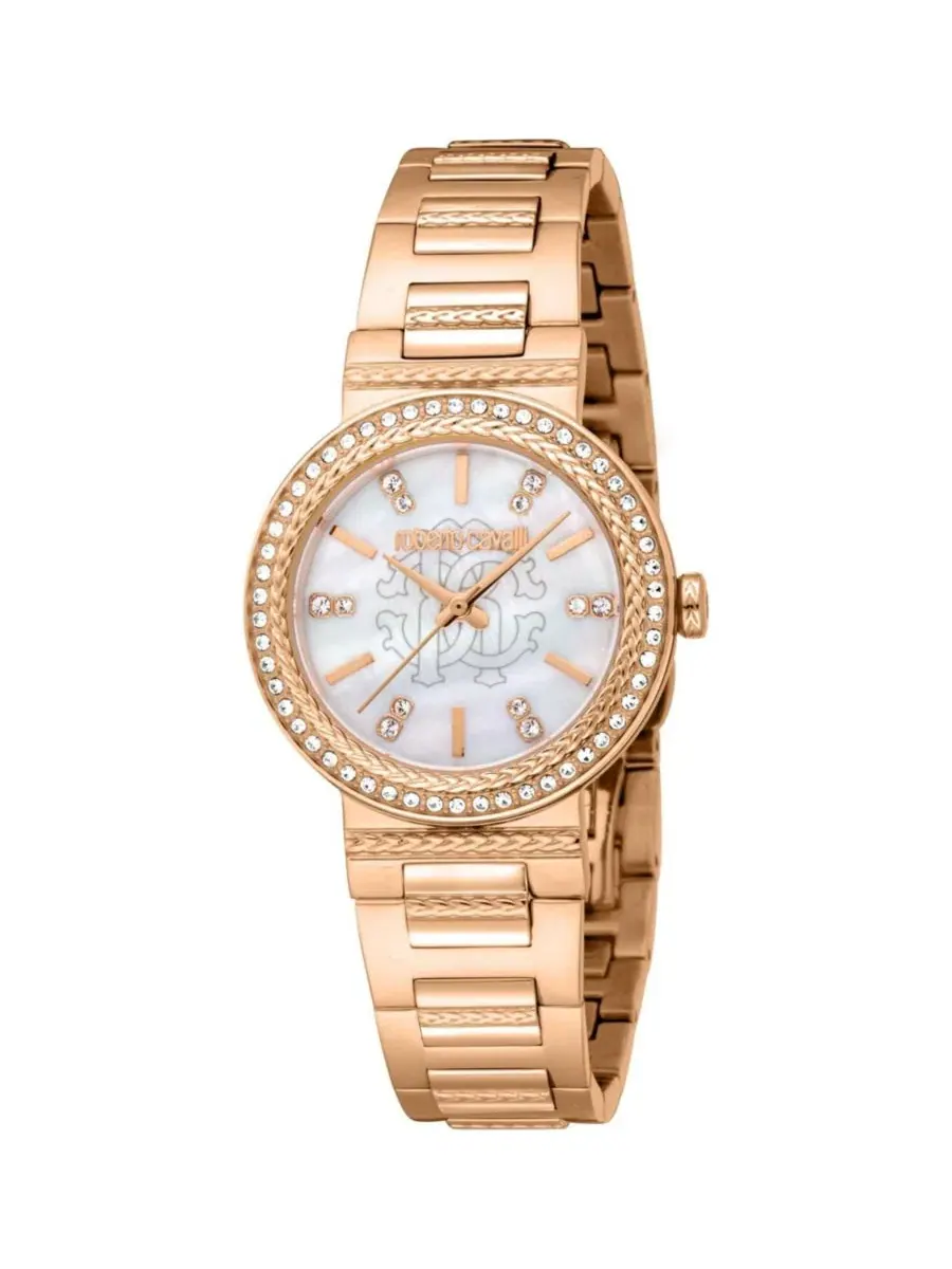 Женские часы Glam Quartz IP Stainless Steel Bracelet Watch Roberto Cavalli