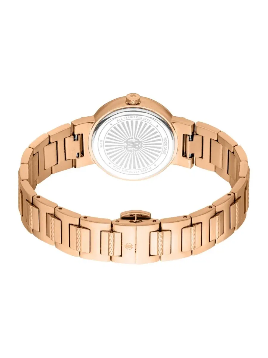 Женские часы Glam Quartz IP Stainless Steel Bracelet Watch Roberto Cavalli — изображение 3 из 3, оттенок розовый