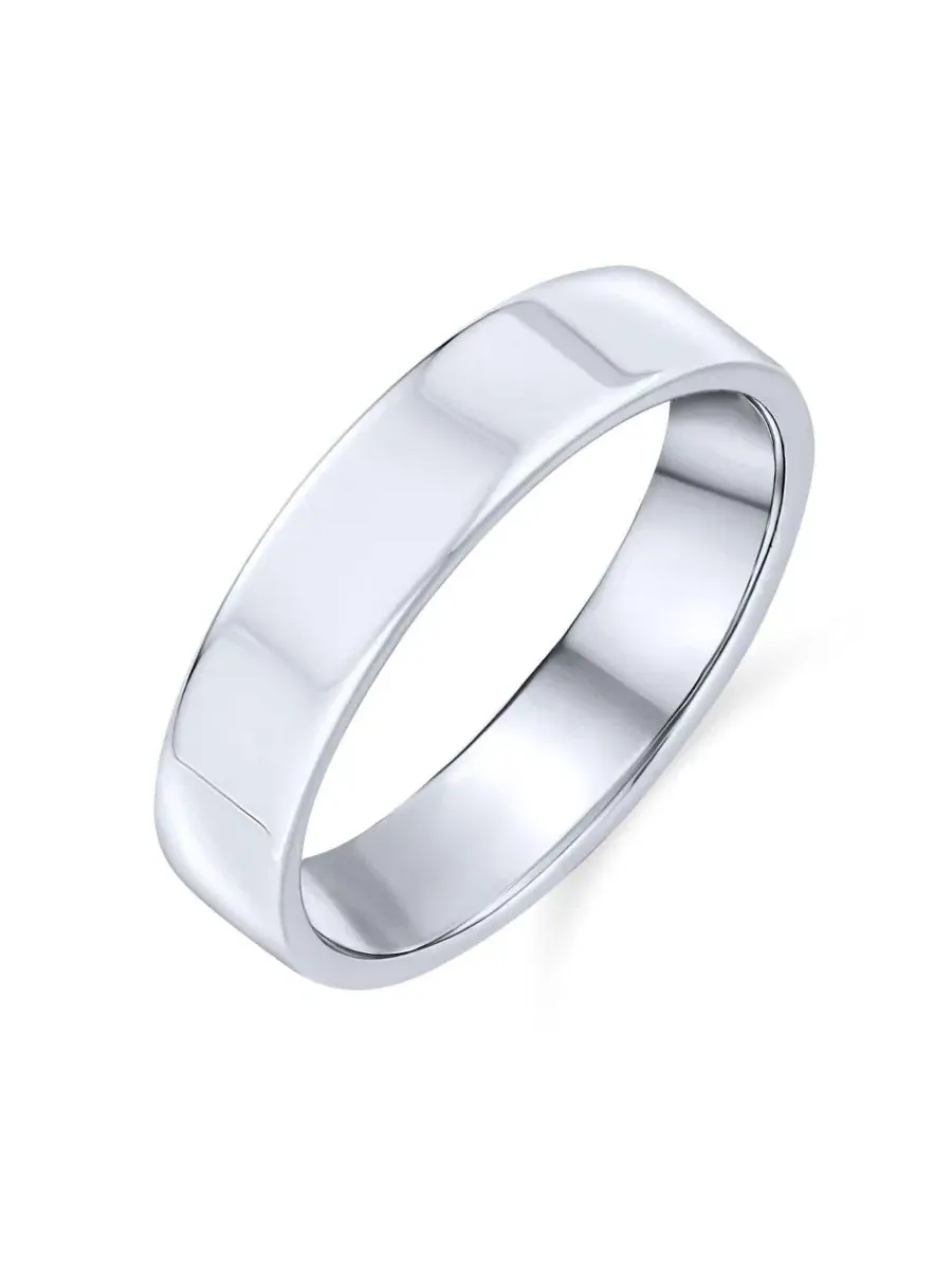 Кольцо из стерлингового серебра 925 пробы, шириной 4 мм, модель Traditional Simple Flat Band Ring — изображение 1 из 4