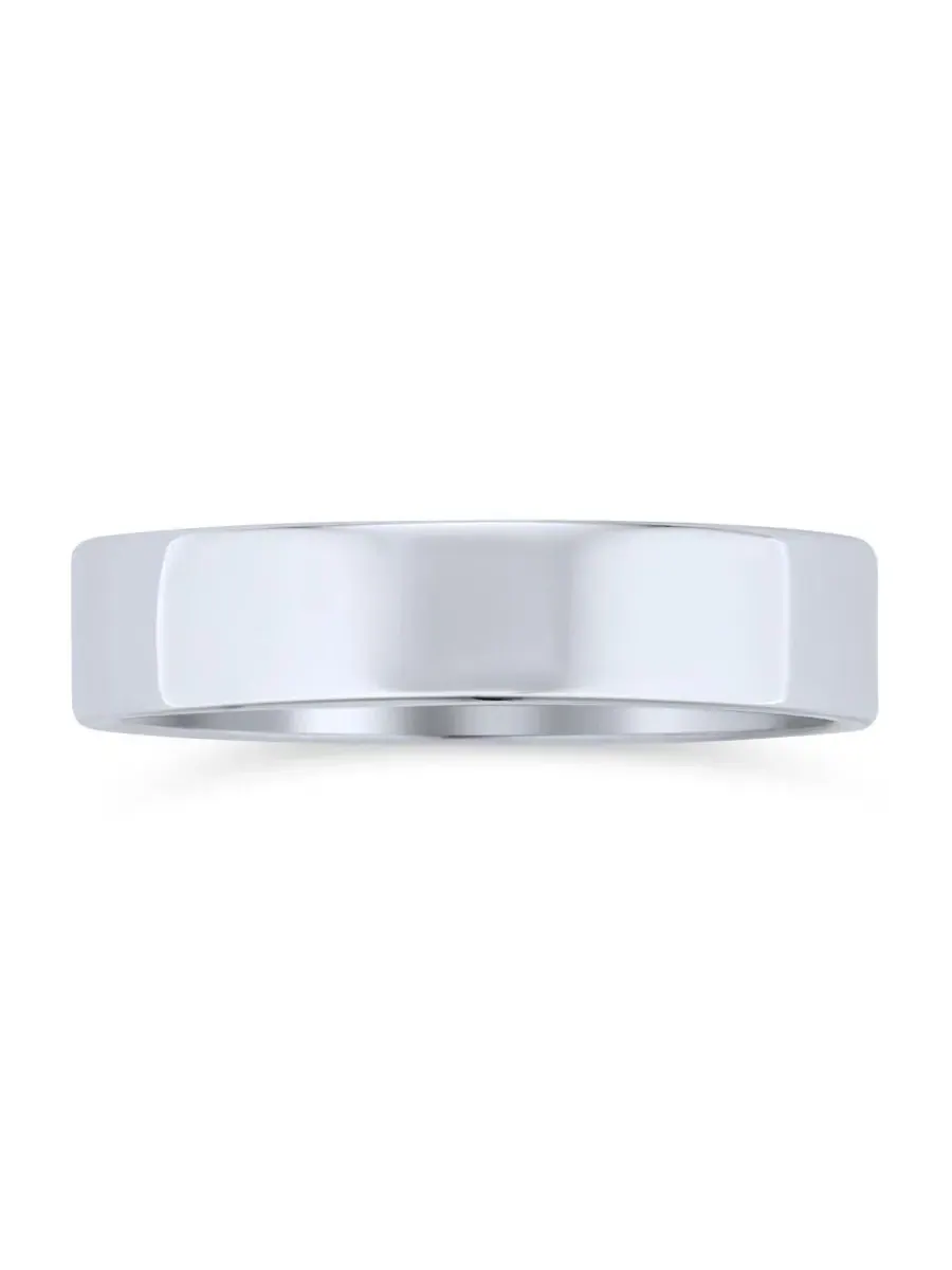 Кольцо из стерлингового серебра 925 пробы, шириной 4 мм, модель Traditional Simple Flat Band Ring — изображение 2 из 4