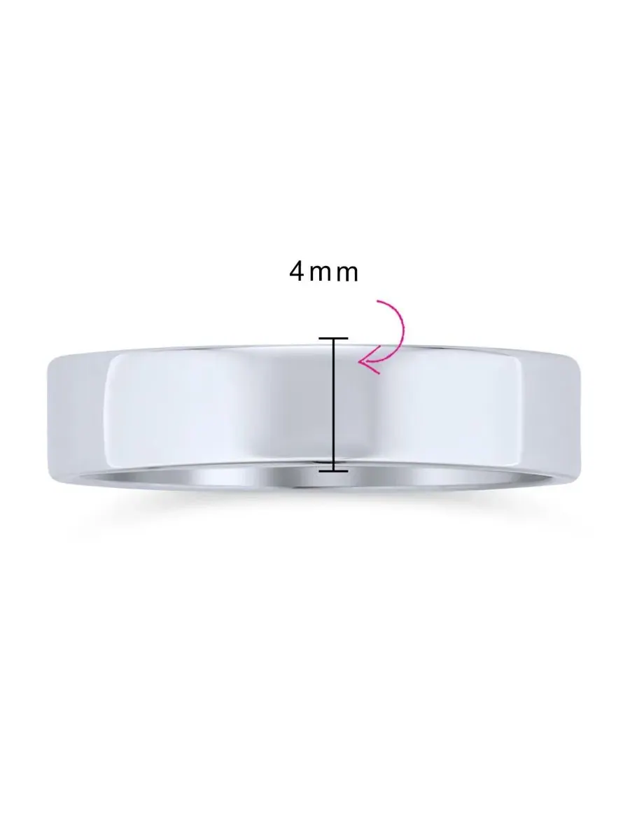 Кольцо из стерлингового серебра 925 пробы, шириной 4 мм, модель Traditional Simple Flat Band Ring — изображение 4 из 4