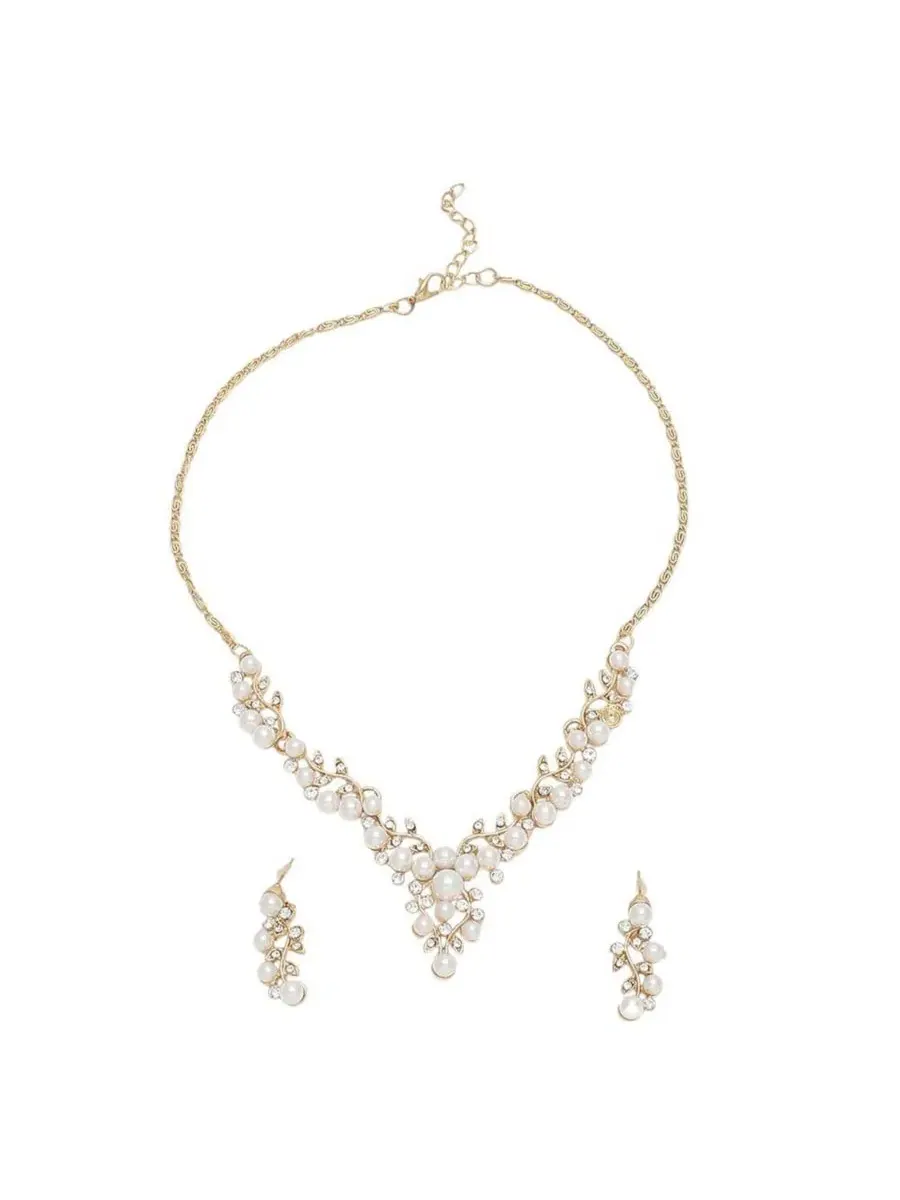 Комплект украшений с жемчугом Gold Plated Pearl Jewellery Set SOHI — изображение 1 из 7, оттенок белый