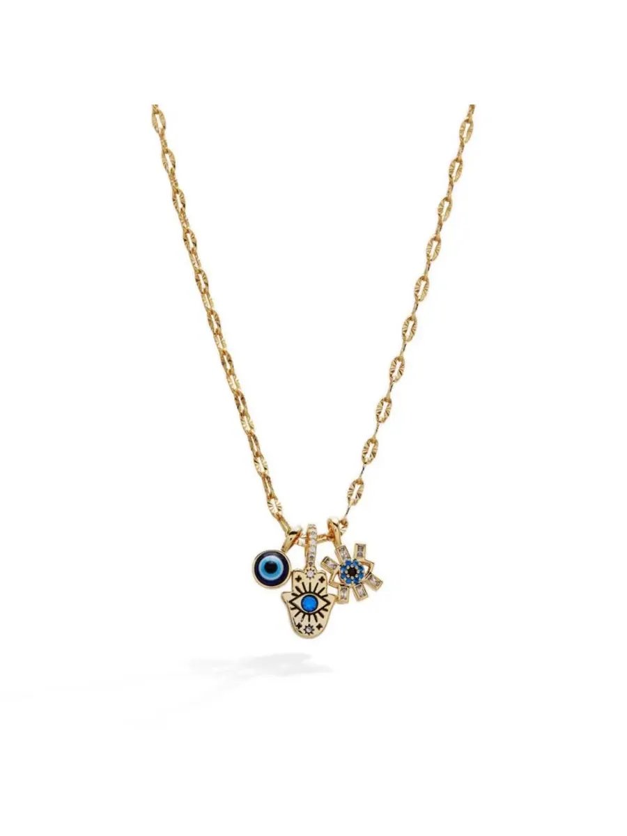 Колье с тремя подвесками Evil Eye Triple Charm Necklace Alex and Ani