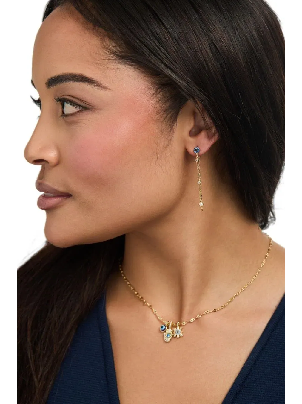 Колье с тремя подвесками Evil Eye Triple Charm Necklace Alex and Ani — изображение 3 из 3, оттенок нет цвета