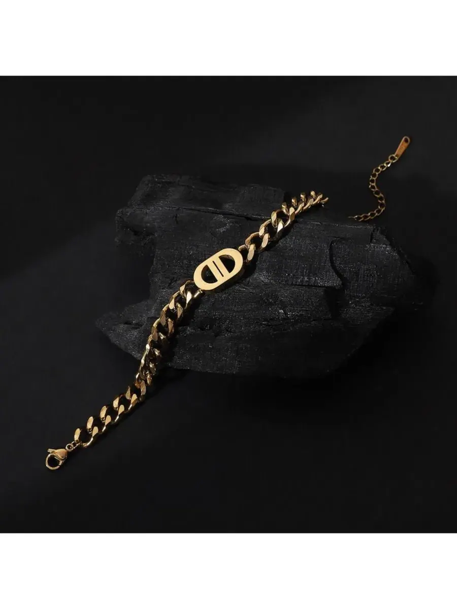 Женский браслет-цепочка The Curved-Link Chain Bracelet SOHI — изображение 2 из 7, оттенок золото
