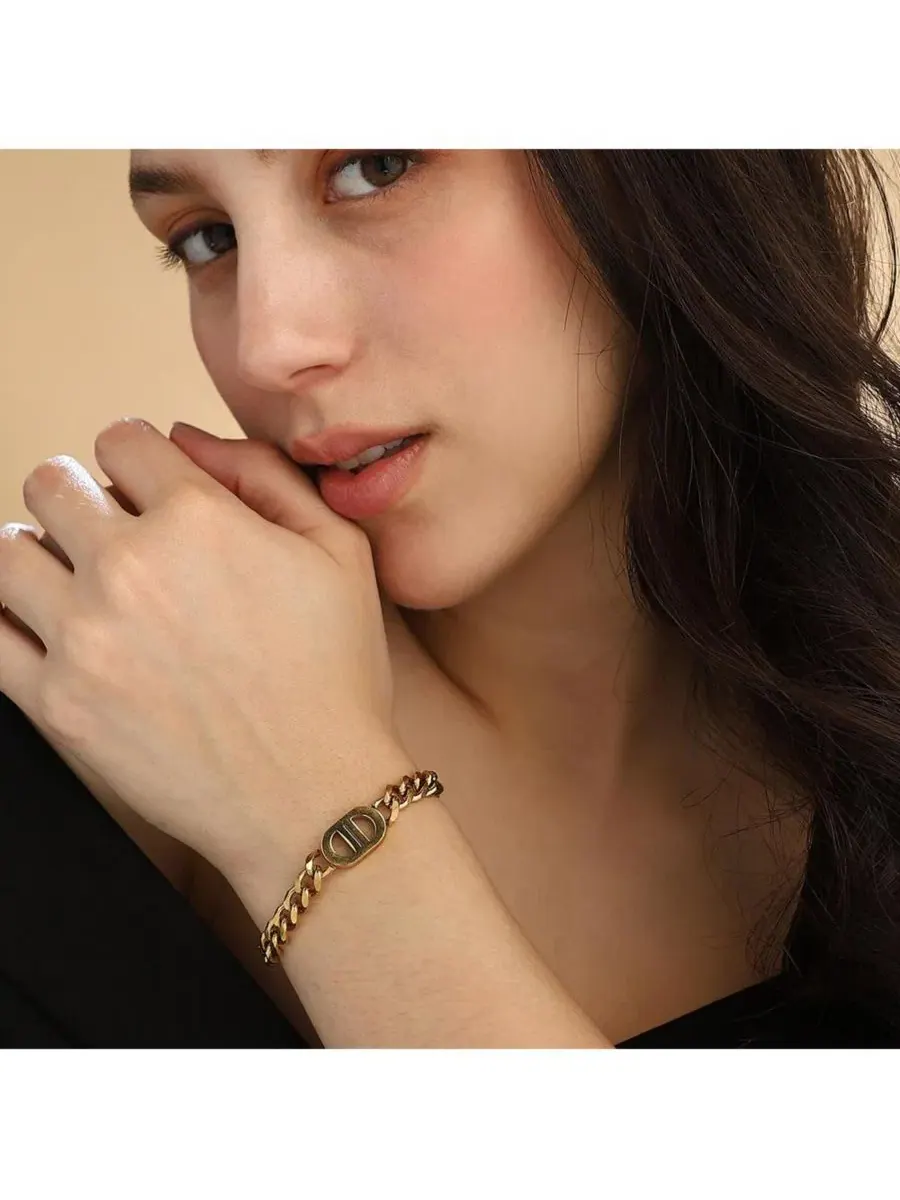Женский браслет-цепочка The Curved-Link Chain Bracelet SOHI — изображение 3 из 7, оттенок золото
