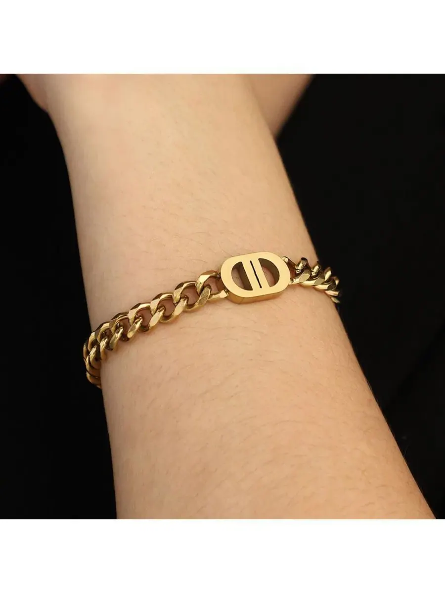 Женский браслет-цепочка The Curved-Link Chain Bracelet SOHI — изображение 4 из 7, оттенок золото