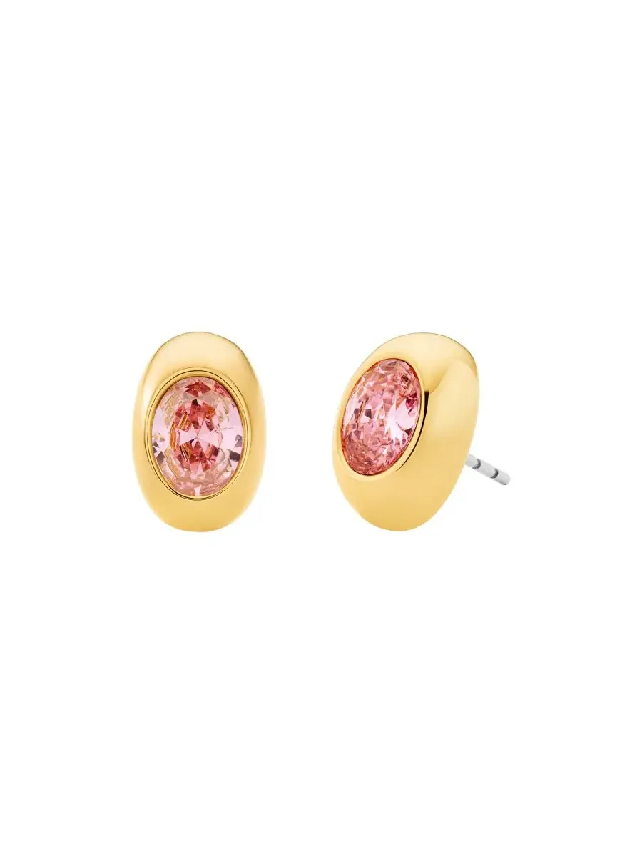 Серьги-гвоздики с овальным камнем Michael Kors — изображение 1 из 3, оттенок золото