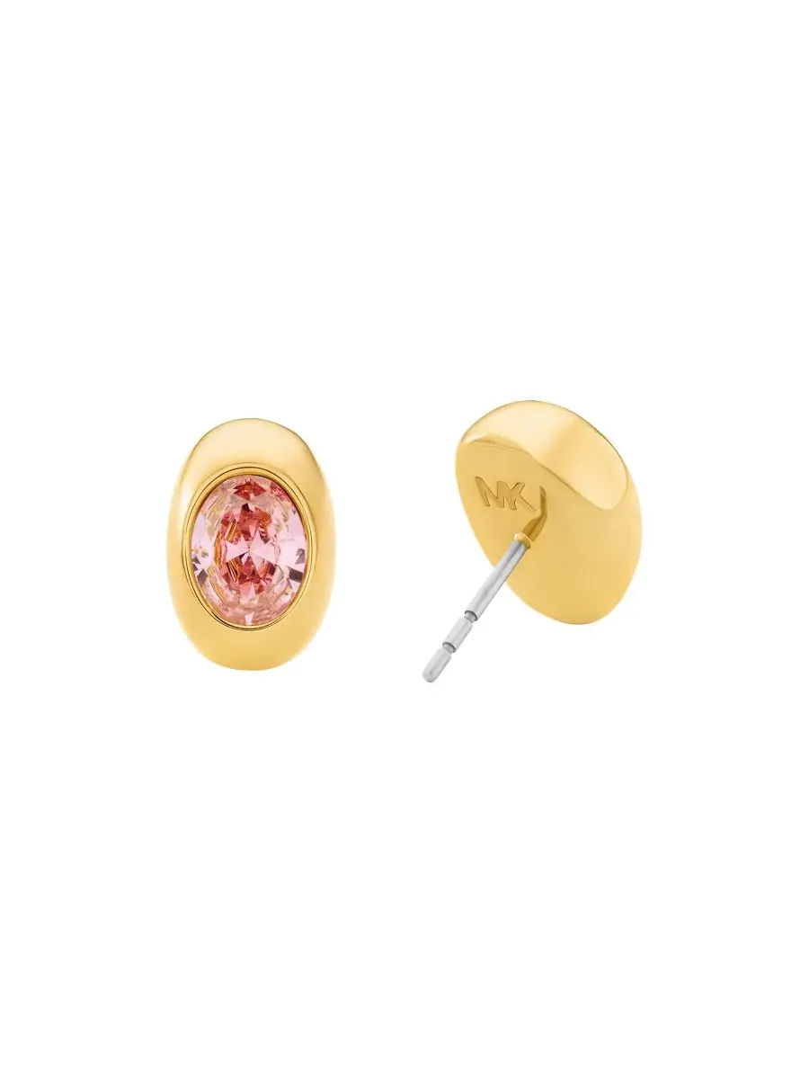 Серьги-гвоздики с овальным камнем Michael Kors — изображение 2 из 3, оттенок золото