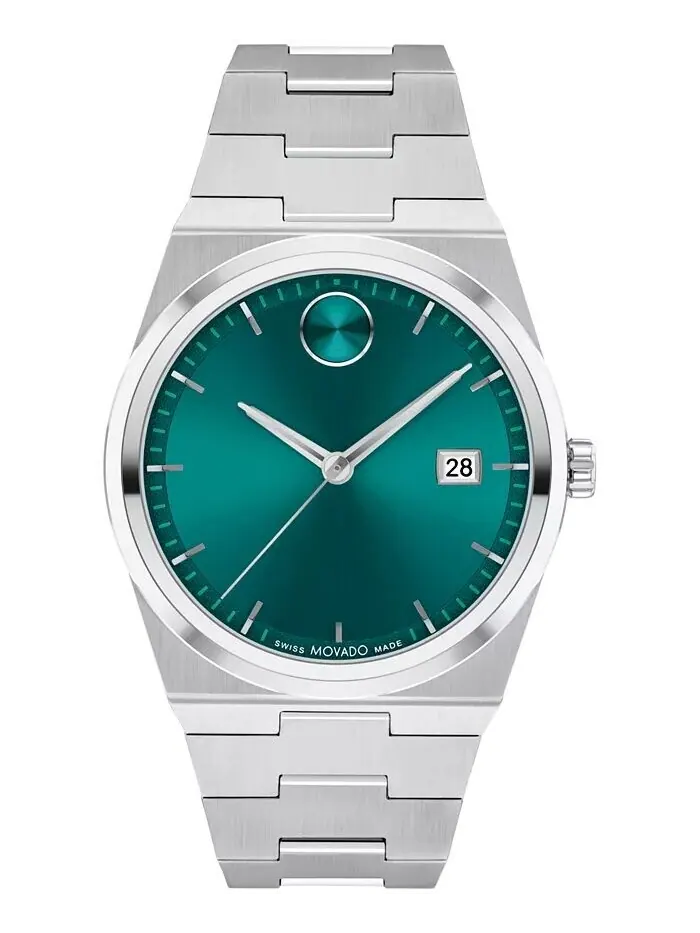 Мужские часы Quest швейцарские кварцевые из нержавеющей стали 40 мм Movado — изображение 1 из 3, оттенок серебристый