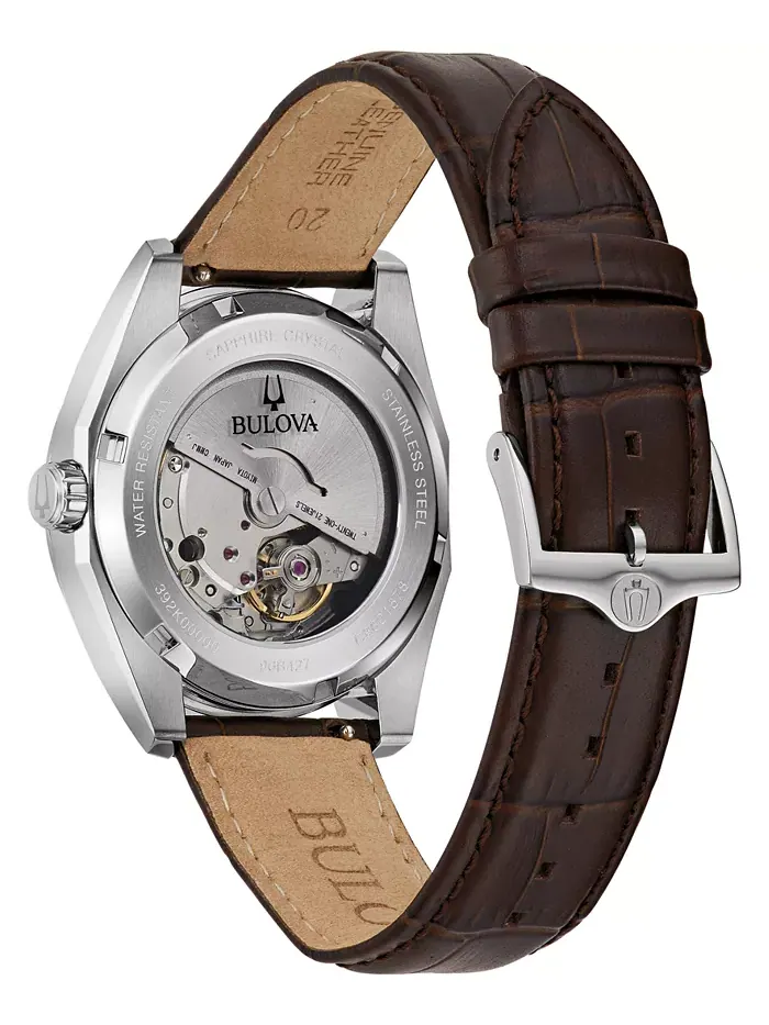 Мужские автоматические часы Surveyor с коричневым кожаным ремешком, 39 мм Bulova — изображение 3 из 3