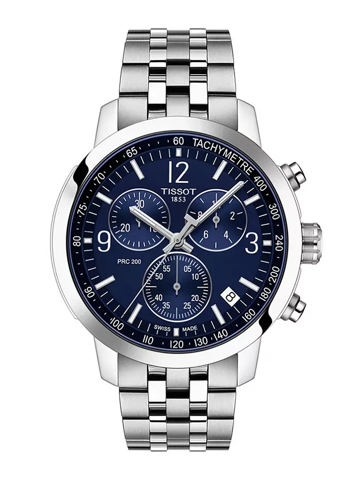 Мужские швейцарские часы-хронограф PRC 200 со стальным браслетом, 43 мм Tissot — изображение 1 из 4