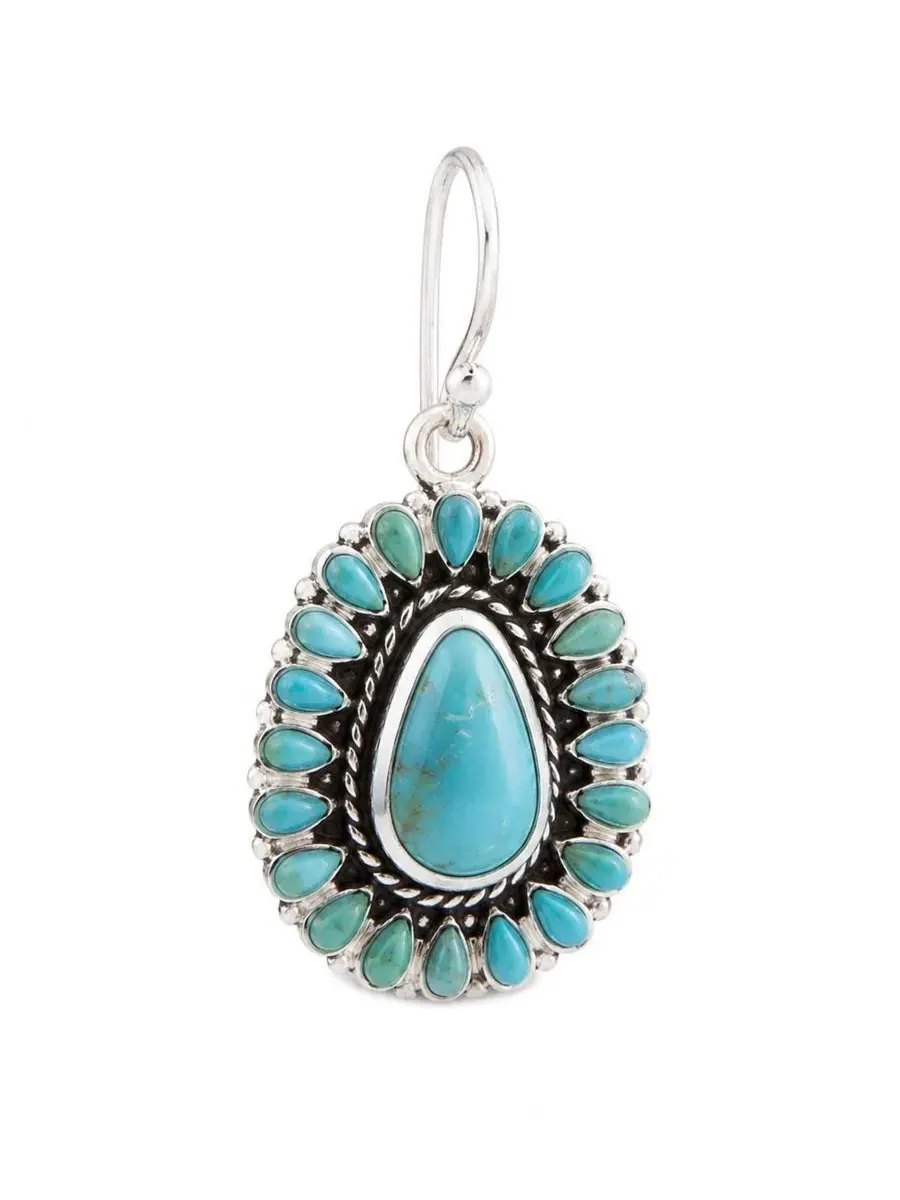 Серьги-подвески с бирюзой Sedona Blue Turquoise Silver Drop Barse — изображение 2 из 5, оттенок серебряный